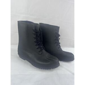 SOREL KAUFMAN Rubber Boots Mens 11 Black Wool Blend Insulated Lace Up Waterproof